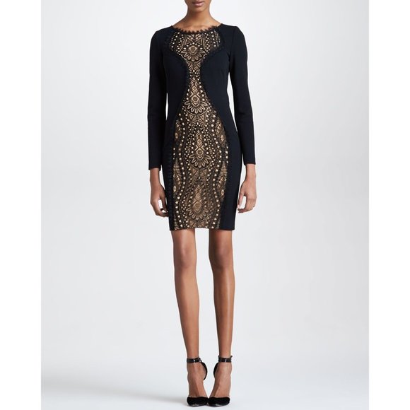 Emilio Pucci Lace-Center Long-Sleeve Dress